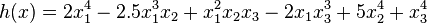 h(x)=2x_1^4-2.5x_1^3x_2+x_1^2x_2x_3-2x_1x_3^3+5x_2^4+x_3^4