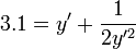  3.1 = y' + \frac{1}{2y'^2}