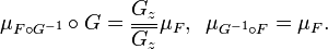 \displaystyle{\mu_{F\circ G^{-1}} \circ G = {G_z\over \overline{G_z}} \mu_F,\,\,\, \mu_{G^{-1}\circ F}=\mu_F.}