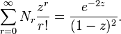 \sum_{r=0}^\infty N_r \frac{z^r}{r!} = \frac{e^{-2z}}{(1-z)^2}.