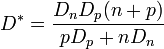 D^*=\frac{D_n D_p(n+p)}{p D_p+nD_n}