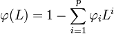  \varphi (L) = 1 - \sum_{i=1}^p \varphi_i L^i\,