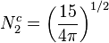 N_2^c = \left(\frac{15}{4\pi}\right)^{1/2} 