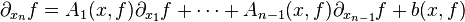  \partial_{x_n}f = A_1(x,f) \partial_{x_1} f + \cdots + A_{n-1}(x,f)\partial_{x_{n-1}}f + b(x,f)\, 