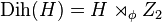 \mathrm{Dih}(H) = H \rtimes_\phi Z_2