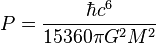 P = \frac{\hbar c^6}{15360 \pi G^2 M^2} \;