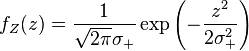 f_Z(z)=\frac{1}{\sqrt{2 \pi}\sigma_+ }\exp\left(-\frac{z^2}{2\sigma_+^2}\right)