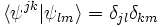 \langle \psi^{jk} \vert \psi_{lm} \rangle = \delta_{jl} \delta_{km}