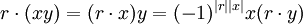 r\cdot(xy) = (r\cdot x)y = (-1)^{|r||x|}x(r\cdot y)