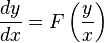 \frac{dy}{dx} = F \left( \frac{y}{x} \right ) \,\!