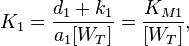  K_1 = \frac{d_1 + k_1}{a_1[W_T]} = \frac{K_{M1}}{[W_T]}, 