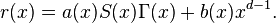 r(x)=a(x)S(x)\Gamma(x)+b(x)x^{d-1}.