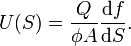 U(S) = \frac{Q}{\phi A} \frac{\mathrm{d} f}{\mathrm{d} S}.