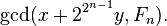 \gcd(x + 2^{2^{n-1}} y, F_{n}).\!