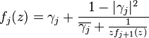  f_j(z)=\gamma_j+\frac{1-|\gamma_j|^2}{\overline {\gamma_j}+\frac{1}{zf_{j+1}(z)}}