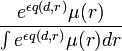 \frac{e^{\epsilon q(d,r)}\mu(r)}{\int e^{\epsilon q(d,r)}\mu(r)dr}\,\!