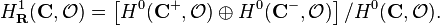 H^1_{\mathbf{R}}(\mathbf{C}, \mathcal{O}) = \left [ H^0(\mathbf{C}^+, \mathcal{O}) \oplus H^0(\mathbf{C}^-, \mathcal{O}) \right ] /H^0(\mathbf{C}, \mathcal{O}).