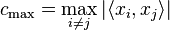 c_\max = \max_{i\neq j} |\langle x_i, x_j \rangle|