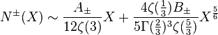 N^\pm(X)\sim\frac{A_\pm}{12\zeta(3)}X+\frac{4\zeta(\frac{1}{3})B_\pm}{5\Gamma(\frac{2}{3})^3\zeta(\frac{5}{3})}X^{\frac{5}{6}}