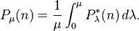 P_\mu(n)=\frac{1}{\mu}\int_0^{\mu}P_\lambda^*(n) \, d\lambda.