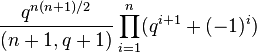 \frac{q^{n(n+1)/2}}{(n+1,q+1)}\prod_{i=1}^n(q^{i+1}+(-1)^i)