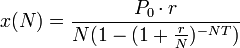 x(N) = \frac{P_0\cdot r}{N(1 - (1 + \frac{r}{N})^{-NT})}