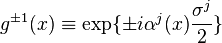 g^{\pm 1}(x)\equiv\exp\{\pm i\alpha^j(x)\frac{\sigma^j}{2}\}