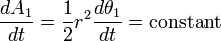 
\frac{dA_1}{dt} = \frac{1}{2} r^2 \frac{d\theta_1}{dt} = \mathrm{constant}
