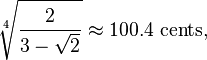 \sqrt[4]{\frac{2}{3-\sqrt{2}}} \approx 100.4 \text{ cents,}
