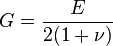  G = \frac{E}{2(1+\nu)} 