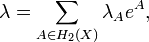 \lambda = \sum_{A \in H_2(X)} \lambda_A e^A,