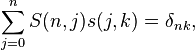 \sum_{j=0}^n  S(n,j) s(j,k) = \delta_{nk},