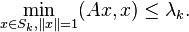 \min_{x \in S_k, \|x\| = 1}(Ax,x) \le \lambda_k.