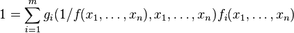 1 = \sum_{i=1}^m g_i(1/f(x_1,\dots,x_n),x_1,\dots,x_n) f_i(x_1,\dots,x_n)