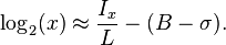 \log_2(x) \approx \frac{I_x}{L} - (B - \sigma).