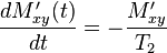 \frac {d M_{xy}'(t)} {d t} =  - \frac {M_{xy}'} {T_2}
