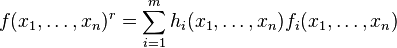  f(x_1,\dots,x_n)^r = \sum_{i=1}^m h_i(x_1,\dots,x_n) f_i(x_1,\dots,x_n) 