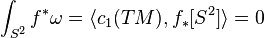 \int_{S^2}f^*\omega=\langle c_1(TM),f_*[S^2]\rangle=0