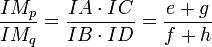 \frac{IM_p}{IM_q}=\frac{IA\cdot IC}{IB\cdot ID}=\frac{e+g}{f+h}