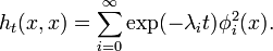 
h_t(x,x) = \sum_{i=0}^{\infty} \exp(-\lambda_i t) \phi_i^2(x).
