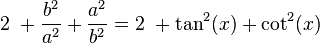  2\ + \frac{b^2}{a^2} + \frac{a^2}{b^2} = 2\ + \tan^2(x)+ \cot^2(x) 