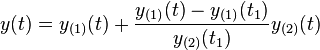 y(t) = y_{(1)}(t)+\frac{y_{(1)}(t)-y_{(1)}(t_1)}{y_{(2)}(t_1)}y_{(2)}(t)