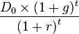 \frac{D_0\times(1+g)^t}{{(1+r)}^t}