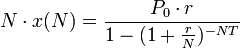 N\cdot x(N) = \frac{P_0\cdot r}{1 - (1 + \frac{r}{N})^{-NT}}