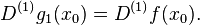 D^{(1)}g_1(x_0) = D^{(1)}f(x_0).