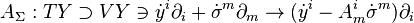 A_\Sigma: TY\supset VY \ni \dot y^i\partial_i + \dot\sigma^m\partial_m \to (\dot
y^i -A^i_m\dot\sigma^m)\partial_i 