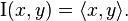 \!\mathrm{I}(x,y)= \langle x,y \rangle.