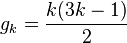 g_k  = \frac{k(3k -1)}{2}