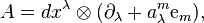 A=dx^\lambda\otimes (\partial_\lambda + a^m_\lambda {\mathrm e}_m), 