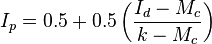  I_p = 0.5 + 0.5 \left( \frac { I_d - M_c } { k - M_c } \right) 